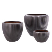 Set 3 ghivece flori ceramica gri antracit 17 x 11, 22 x 20, 30 x 26 cm