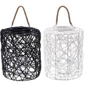 Set 2 felinare plastic cu pahar sticla 28 x 35 cm