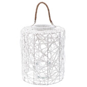Felinar plastic alb cu pahar sticla 28 x 35 cm