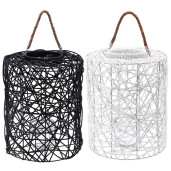 Set 2 felinare plastic cu pahar sticla  31 x 39 cm