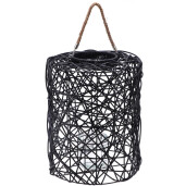 Felinar plastic negru cu pahar sticla  31 x 39 cm