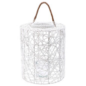 Felinar plastic alb cu pahar sticla  31 x 39 cm