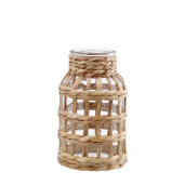Vaza flori sticla fibre naturale natur 15,5 x 25 cm