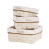 Set 3 cosuri depozitare bej 20 x 20 x 10,5, 25 x 25 x 12, 30 x 30 x 14 cm