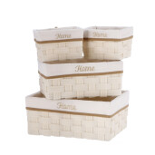 Set 4 cosuri depozitare textil bej 20 x 15 x 13 cm, 35 x 25 x 15 cm, 40 x 30 x 16,5 cm