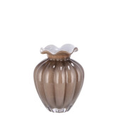 Vaza flori sticla maro alb 16 x 21 cm