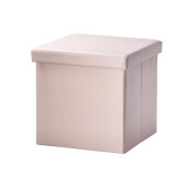 Taburet pliabil cu spatiu depozitare piele ecologica roz 38 x 38 x 38 cm