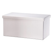 Bancuta pliabila cu spatiu depozitare piele ecologica alba 76 x 38 x 38 cm
