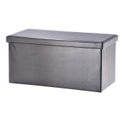 Bancuta pliabila cu spatiu depozitare piele ecologica gri antracit 76 x 38 x 38 cm