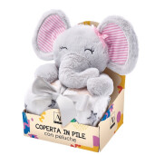 Set figurina Elefant cu paturica textil maro alb 75 x 90 cm