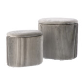 Set 2 tabureti catifea gri 33,5 x 23,5 x 31, 41 x 31 x 38 cm