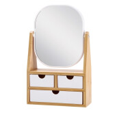 Caseta bijuterii cu oglinda bambus natur alb  19 x 8 x 31 cm