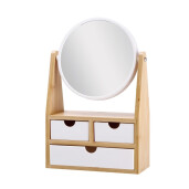 Caseta bijuterii cu oglinda bambus alb natur 19 x 8 x 31 cm