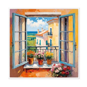 Set 4 tablouri decorative oleografie pe panza Peisaje 40 x 40 cm