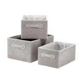 Set 3 cutii depozitare textil gri 29 x 19 x 14 cm, 32 x 22 x 16 cm, 35 x 25 x 18 cm
