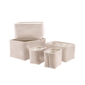 Set 5 cosuri depozitare textil bej 19 x 14 x 16 cm, 32 x 22 x 18 cm, 36 x 26 x  20 cm, 40 x 30 x  22 cm