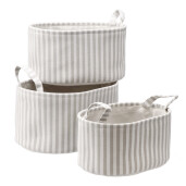 Set 3 cosuri depozitare textil alb gri  32 x 22 x 16, 35 x 25 x 18,  38 x 28 x 20 cm