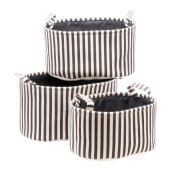 Set 3 cosuri depozitare textil alb negru  32 x 22 x 16, 35 x 25 x 18,  38 x 28 x 20 cm
