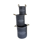 Set 3 ghivece flori metal gri antracit alb 23 x 27 cm,  27,5 x 32 cm,  31,5 x 36,5 cm