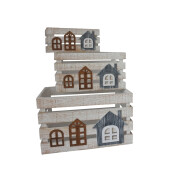 Set 6 cutii depozitare lemn multicolor 23 x 15 x 10,5, 30 x 19 x 16,5, 37 x 23 x 22,5 cm