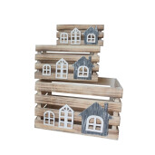 Set 6 cutii depozitare lemn multicolor 23 x 15 x 10,5, 30 x 19 x 16,5, 37 x 23 x 22,5 cm