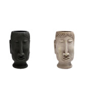 Set 2 ghivece flori ciment negru bej 14,5 x 13,5 x 23 cm