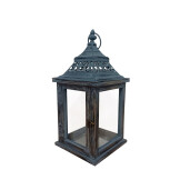 Felinar lemn gri fier albastru 20 x 20 x 43 cm