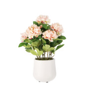 Floare artificiala roz piersica verde in ghiveci 23 x 67 cm