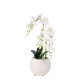 Orhidee artificiala alba in ghiveci 21 x 60 cm