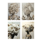 Set 4 tablouri oleografie pe panza Women 50 x 70 cm