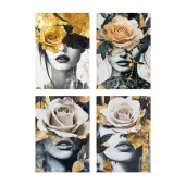 Set 4 tablouri oleografie pe panza multicolor Women 50 x 70 cm