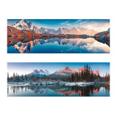 Set 2 tablouri olegrafie pe panza multicolor Peisaje 120 x 40 cm