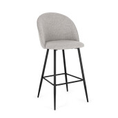 Set 2 scaune bar otel negru textil gri Tanya 51x52x107 cm