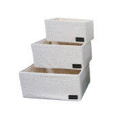 Set 3 cosuri depozitare textil alb 30 x 20 x 15 cm, 35 x 25 x 17 cm, 40 x 30 x 20 cm