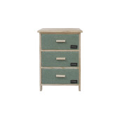 Comoda lemn maro textil verde negru  40 x 29 x 58 cm