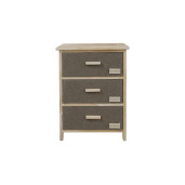 Comoda lemn maro textil negru  40 x 29 x 58 cm