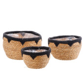 Set 3 ghivece flori papura natur textil negru 22 x 15 cm, 26,5 x 18 cm, 32,5 x 22 cm