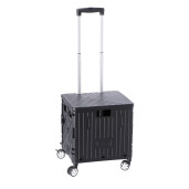 Carucior cumparaturi, pliabil cu roti, plastic negru 40 x 33,5 x 42 cm