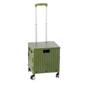 Carucior cumparaturi, pliabil cu roti, plastic verde 40 x 33,5 x 42 cm
