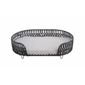 Pat animale plastic negru perna textil gri 75 x 49 x 18 cm