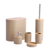 Set 6 accesorii baie bambus plastic maro