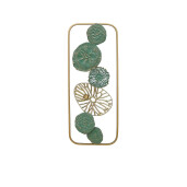 Decoratiune perete fier verde auriu Flowers 25 x 61 cm