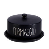 Platou cu capac servire branzeturi ceramica neagra alba 21 x 12 cm