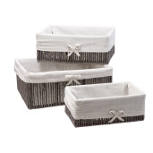 Set 3 cosuri depozitare hartie gri antracit textil alb 28 x 19 x 11 cm, 34 x 24 x 12 cm, 38 x 28 x 15 cm