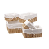 Set 5 cosuri depozitare hartie natur textil alb 21 x 13 x 11 cm, 25 x 17,5 x 13 cm, 40 x 30 x 15 cm