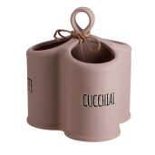 Suport ustensile bucatarie ceramica maro neagra 16,5 x 13,5 x 18 cm