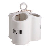 Suport ustensile bucatarie ceramica alba neagra 16,5 x 13,5 x 18 cm