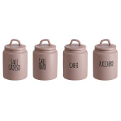 Set 4 borcane depozitare ceramica maro neagra 13,5 x 21 cm