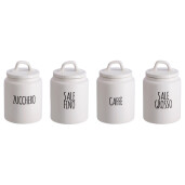 Set 4 borcane depozitare ceramica alba neagra 13,5 x 21 cm