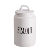 Borcan depozitare ceramica alba neagra Biscotti 13,5 x 24,5 cm